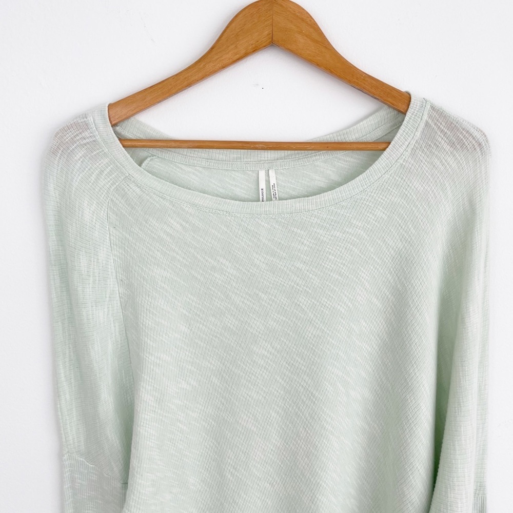 Anthropologie Light Green Asymmetrical Long Sleeve Pullover Top Size Medium - Picture 2 of 12